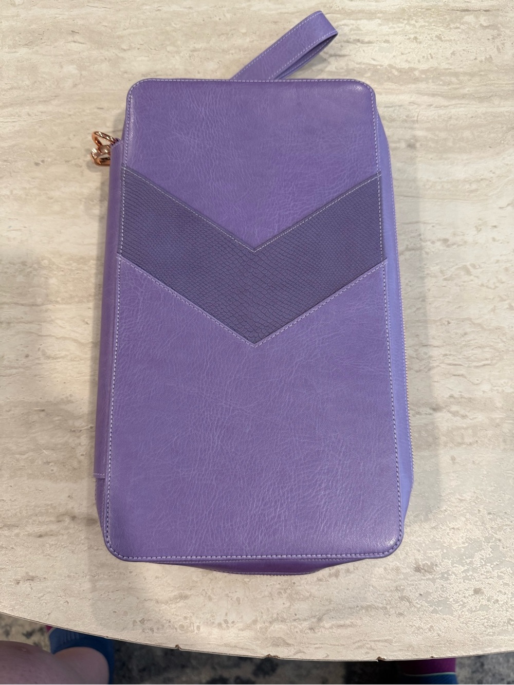 Purple Planner Binder Organizer Carrying Case Rose Gold Wristlet 11x6